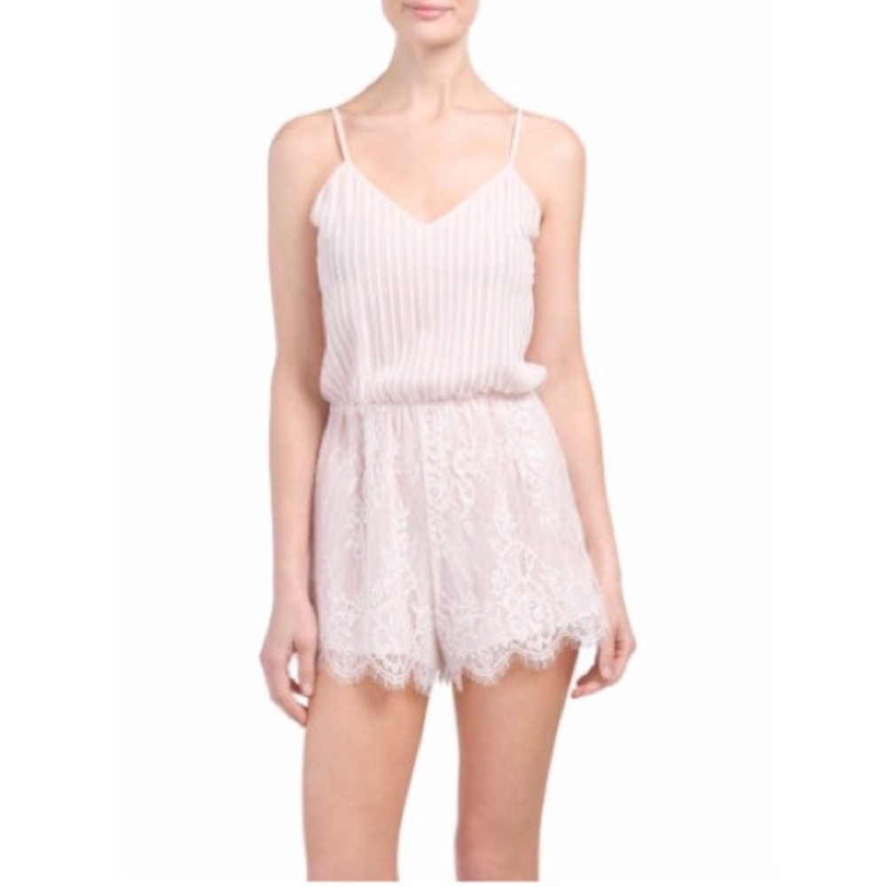 FLORA NIKROOZ Tulip Lace Chiffon Romper SMALL